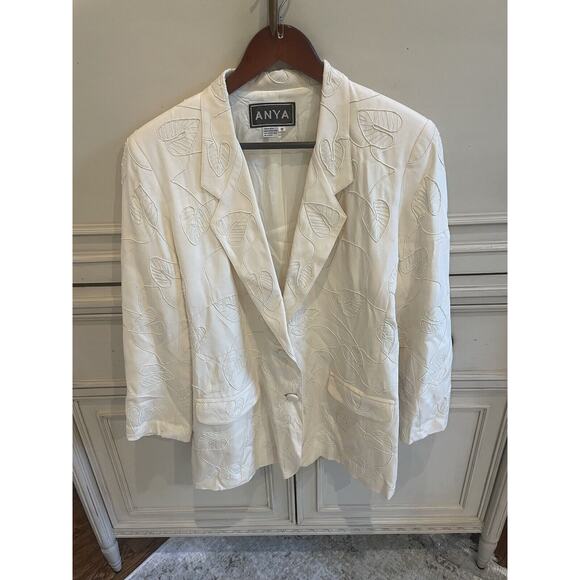 Vintage Anya Ivory Cream 100% Silk Skirt‎ Suit Medium embroidery 3 Piece Set - Picture 1 of 15